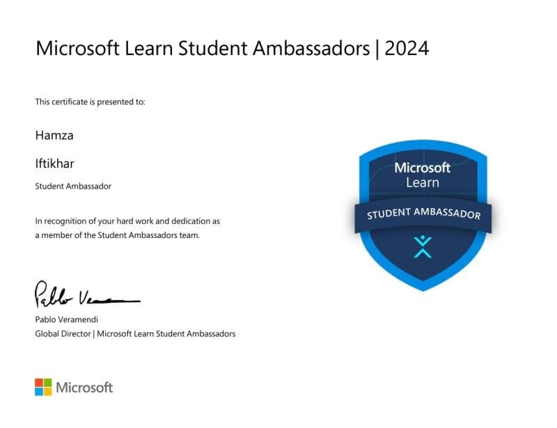 Microsoft Learn Student Ambassador (BETA) certificate